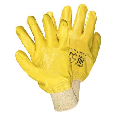 Перчатки с нитриловым покрытием желтые ЛАЙТ 